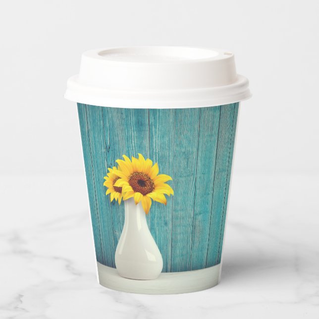 Sunflowers in a vase      paper cups (Front)