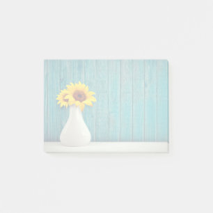 Sunflowers in a vase post-it notes