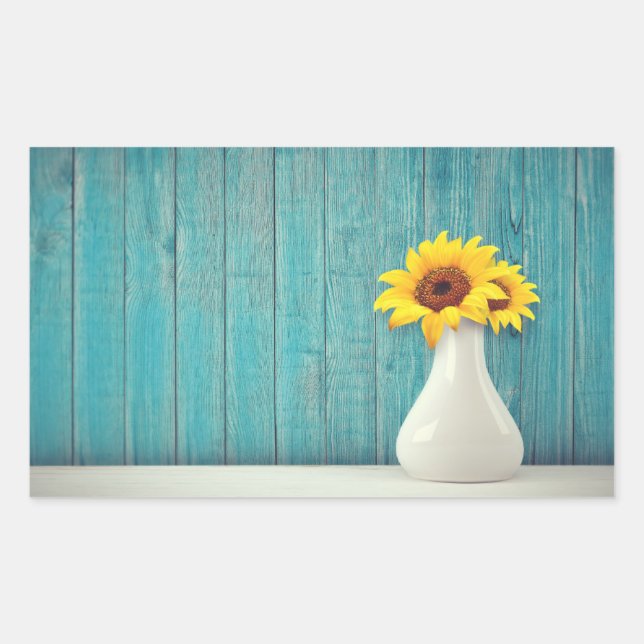 Sunflowers in a vase     rectangular sticker (Front)