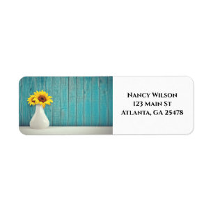 Sunflowers in a vase return address label