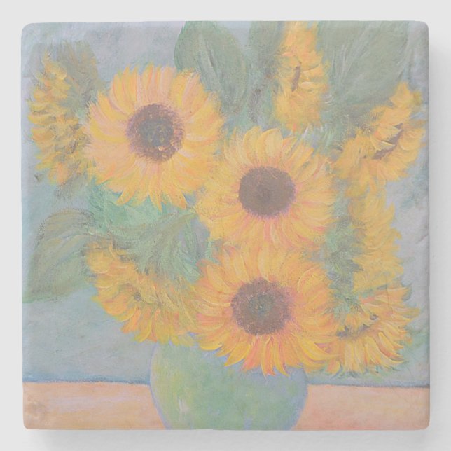 Sunflowers In A Vase Stone Coaster (Front)