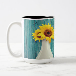 Sunflowers in a vase Two-Tone coffee mug