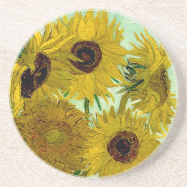 Sunflowers in a Vase Van Gogh Fine Art Coaster (Front)