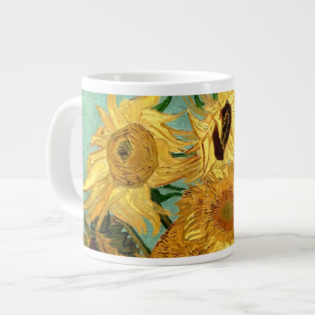 Sunflowers in a Vase Van Gogh Fine Art Large Coffee Mug (Front Left)