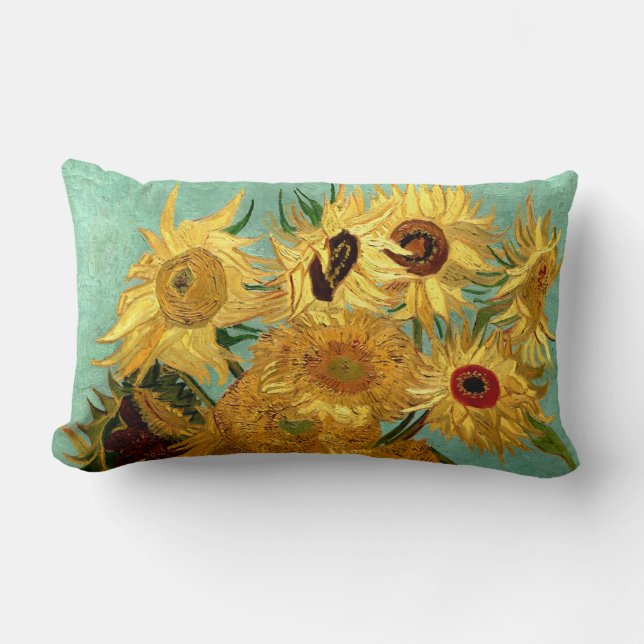 Sunflowers in a Vase Van Gogh Fine Art Lumbar Cushion (Front)
