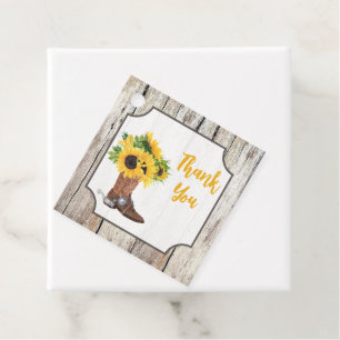 Sunflowers in Cowboy Boot Bridal Shower Thank You Favour Tags