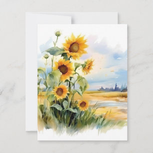 Sunflowers In Fall Holiday Card