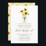 Sunflowers in Mason Jar Bat Mitzvah Invitation<br><div class="desc">Whimsical Bat Mitzvah invitation featuring yellow sunflowers in a mason jar with butterflies. This floral Bat Mitzvah invitation is completely customisable.</div>