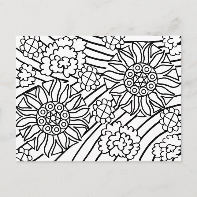 Sunflowers in Summer colour your card (Front)