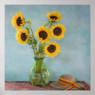 Sunflowers in table poster