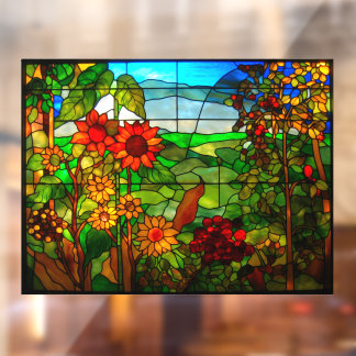 Sunflowers In The Garden Faux Stained Glass
