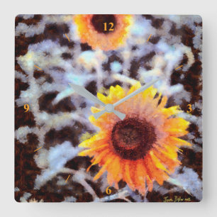 Sunflowers in the Snow Square Wall Clock
