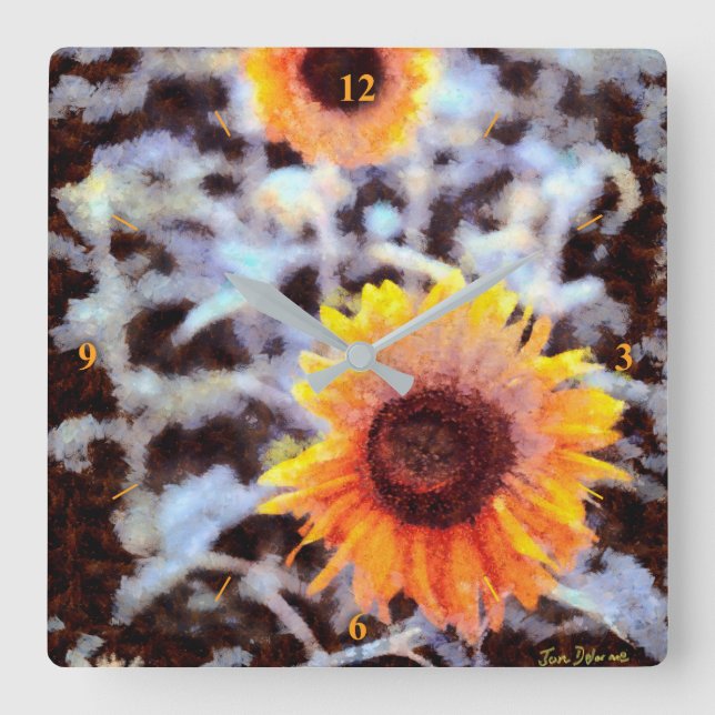 Sunflowers in the Snow Square Wall Clock (Front)