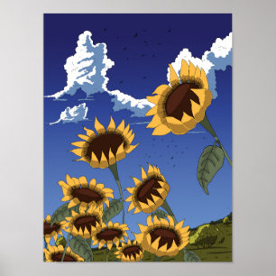 Sunflowers in the Summer Poster