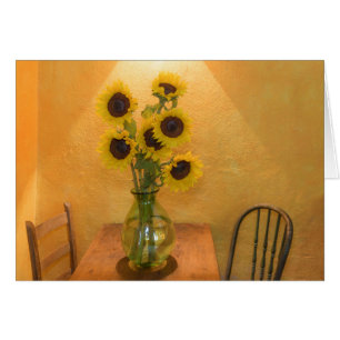 Sunflowers in vase on table 2