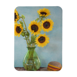 Sunflowers in vase on table magnet