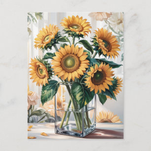 Sunflowers in Vase Postcard