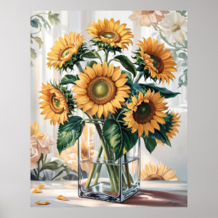 Sunflowers in Vase Poster