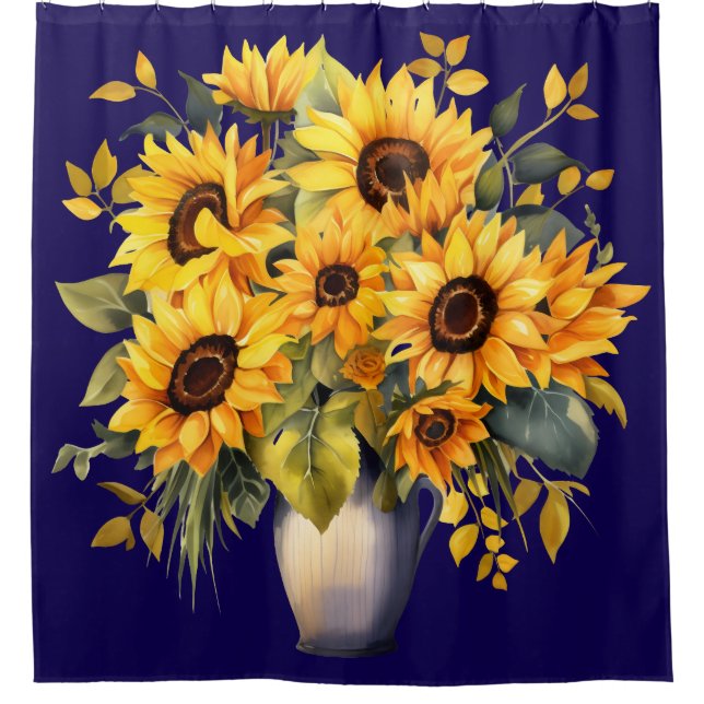 Sunflowers in Vase Shower Curtain (Front)