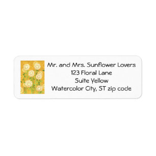 Sunflowers in Watercolor, Custom Address Labels