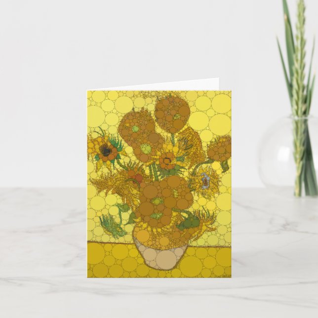 Sunflowers, Infinity Dots - After Vincent van Gogh Thank You Card (Front)