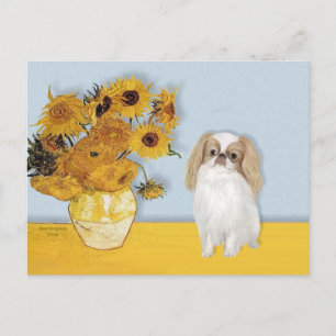 Sunflowers - Japanese Chin (L1) Postcard