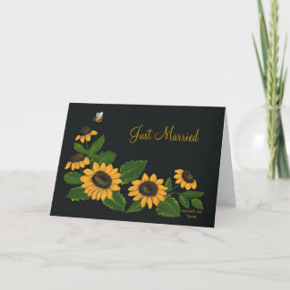 Sunflowers Just Married Announcement Card