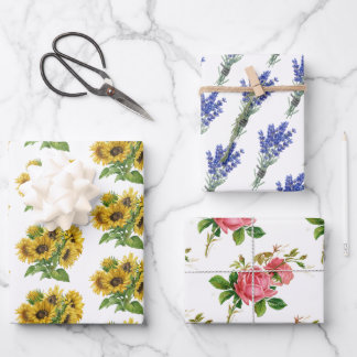 sunflowers, Lavander roses Wrapping Paper Sheet
