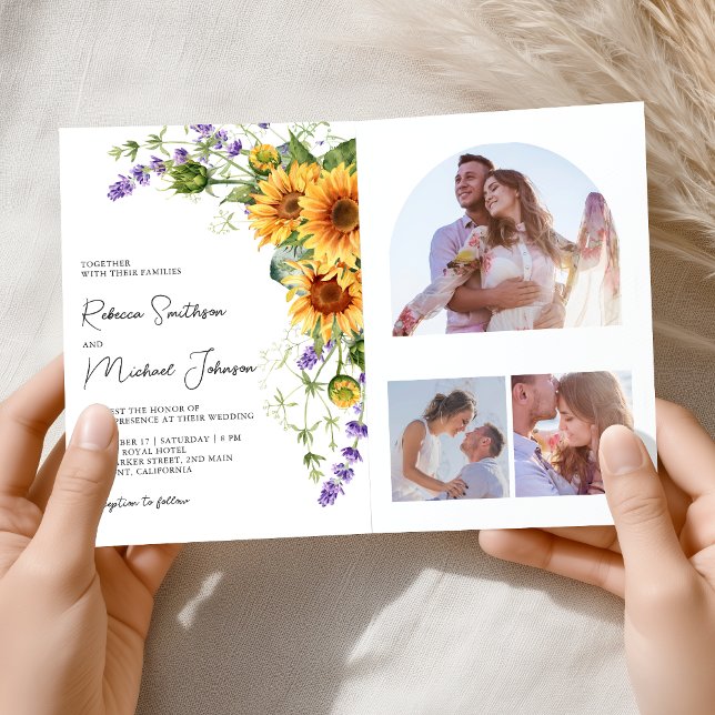 Sunflowers Lavender All in One QR Code Wedding Invitation (Creator Uploaded)