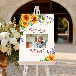 Sunflowers & Lavender Photo Memorial Poster