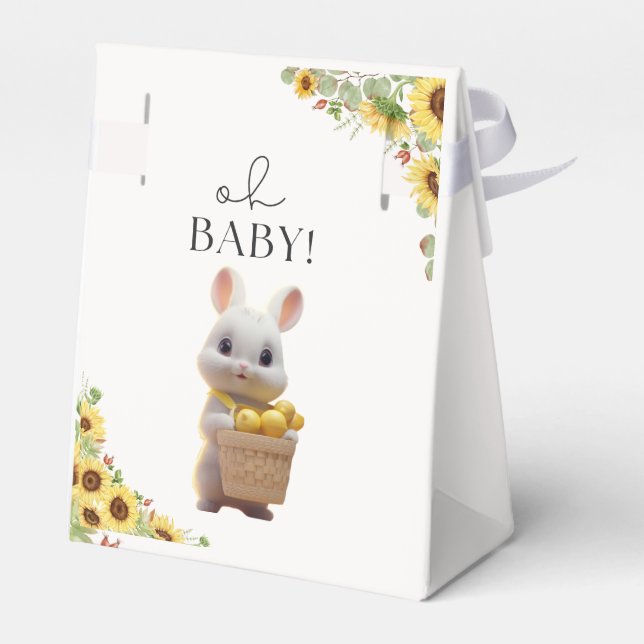Sunflowers Lemon Citrus Rabbit Summer Baby Shower  Favour Box (Back Side)