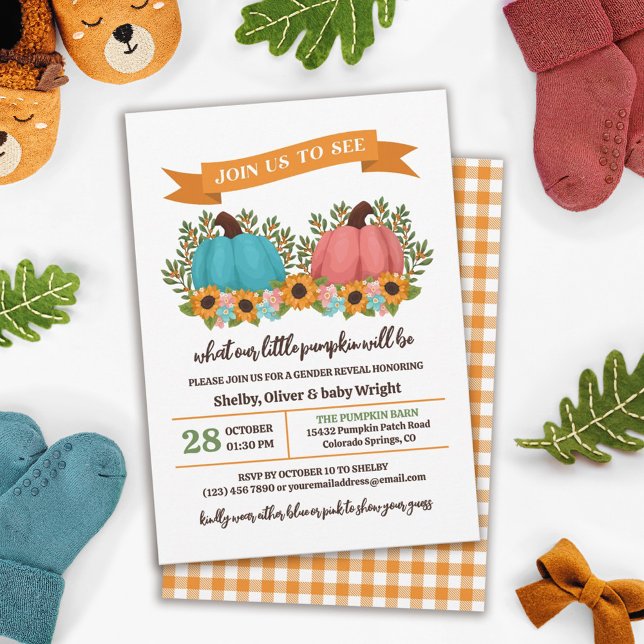 Sunflowers Little Pumpkin Fall Gender Reveal Invitation (Creator Uploaded)