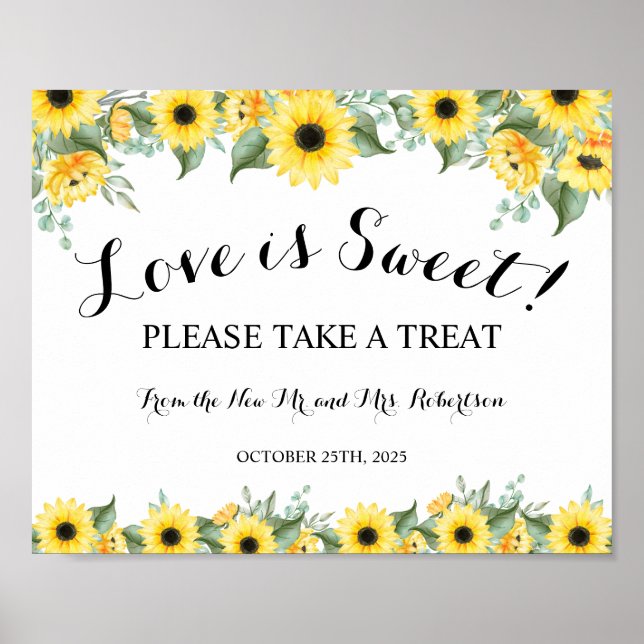 Sunflowers Love is Sweet Bridal Shower Wedding Poster (Front)