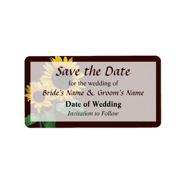 Sunflower's Love Save the Date Label (Front)