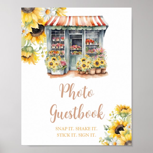 Sunflowers Market Bridal Shower Photo Guestbook (Front)