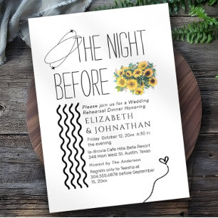 Sunflowers Minimal Script The Night Before Invitation