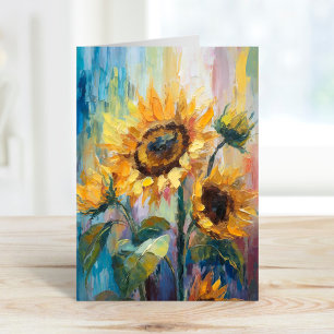 Sunflowers Modern Abstract Floral Painting  Card