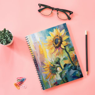 Sunflowers Modern Abstract Floral Painting Notebook