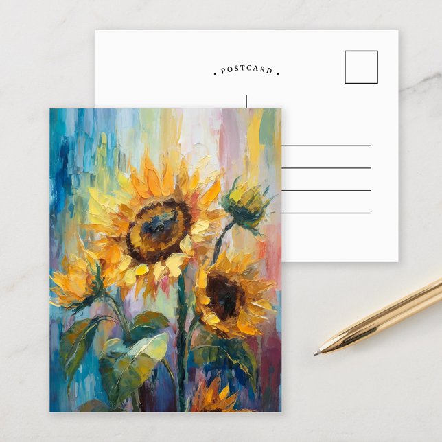 Sunflowers Modern Abstract Floral Painting  Postcard (Creator Uploaded)