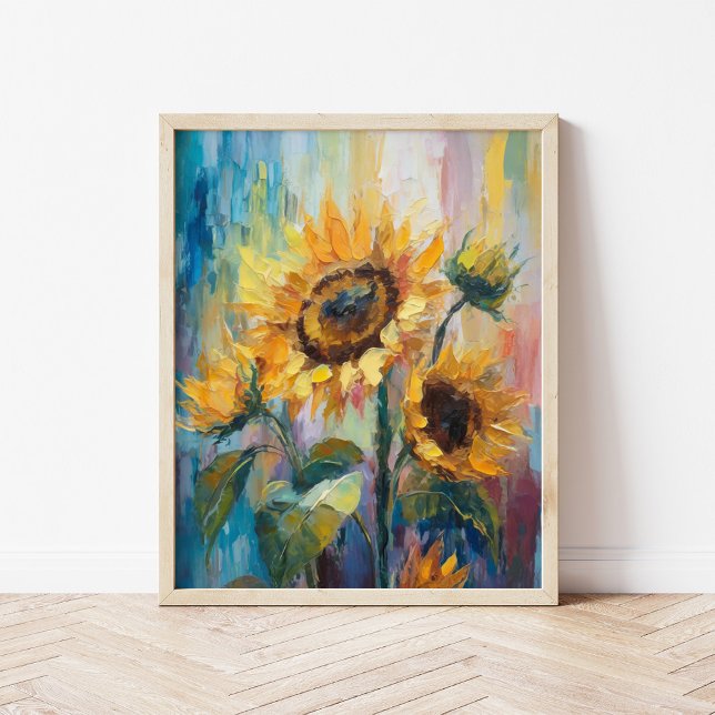 Sunflowers Modern Abstract Floral Painting  Poster (Creator Uploaded)