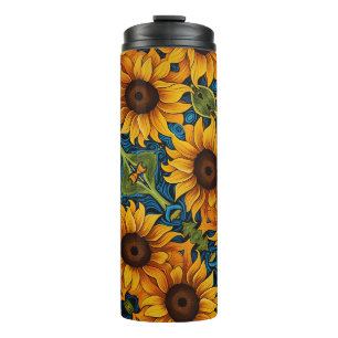 Sunflowers Modern Distressed floral Thermal Tumbler