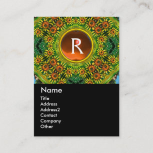 SUNFLOWERS MONOGRAM BUSINESS CARD