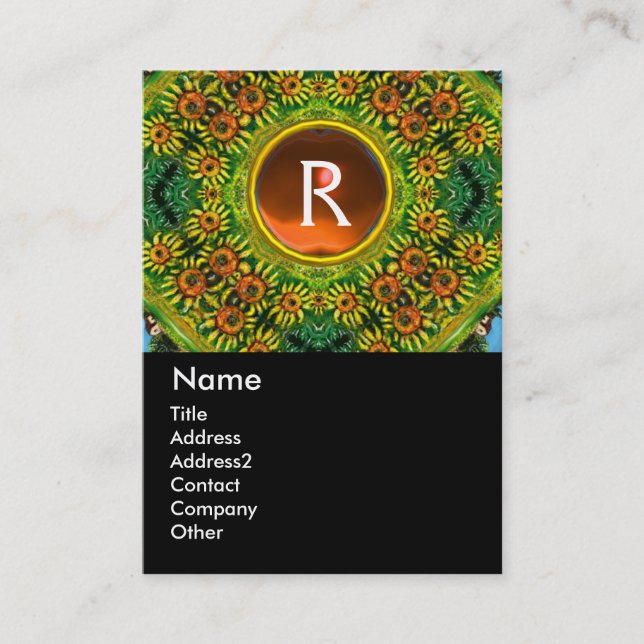 SUNFLOWERS MONOGRAM BUSINESS CARD (Front)