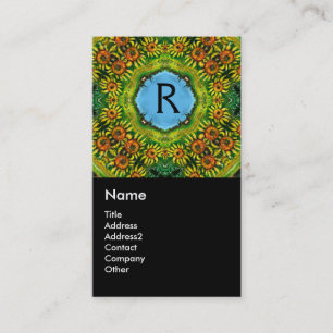 SUNFLOWERS MONOGRAM BUSINESS CARD