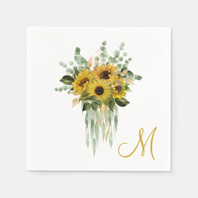 Sunflowers Monogram Napkin (Front)