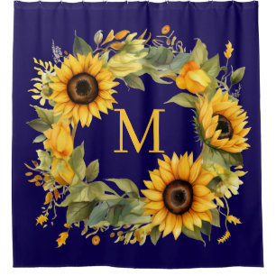 Sunflowers Monogram Shower Curtain