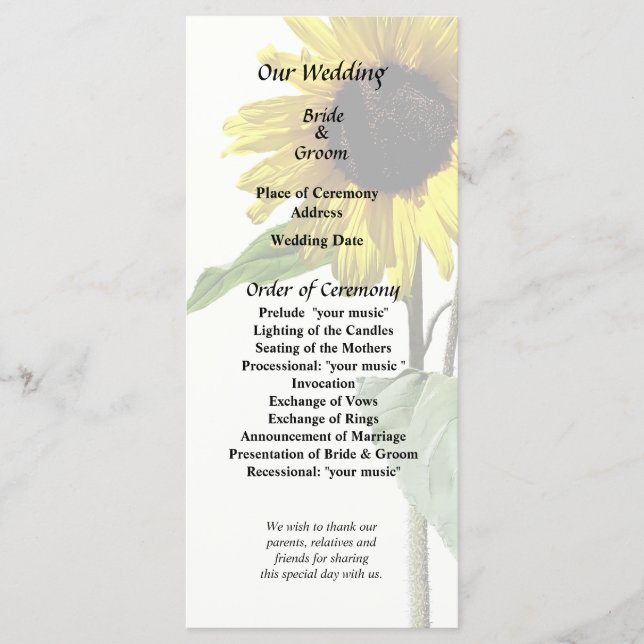 Sunflowers Mother and Child Program (Front)