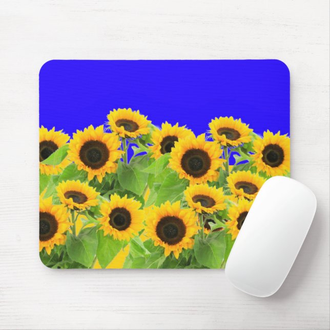 Sunflowers Mouse Pad Ukraine Flag Colours - Freedo (With Mouse)