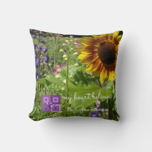 Sunflowers My Heart Belongs To Grandma Cushion