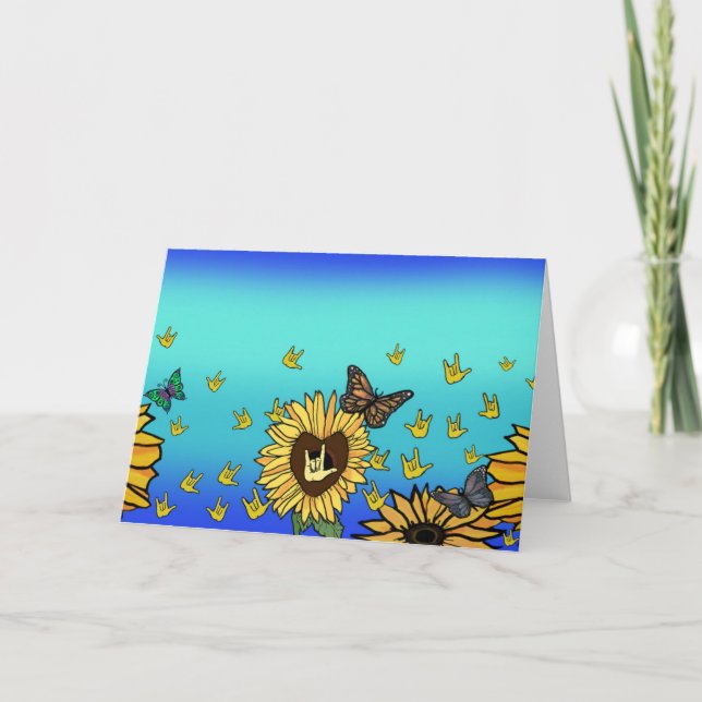 Sunflowers -n- Butterflies Greeting Cards (Front)